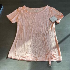 Laundry by Shelli Segal Pink Ruched Drawstring Short Sleeve T-Shirt‎ Top M